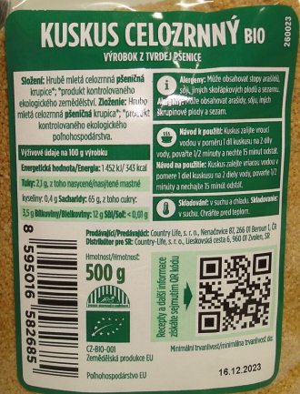 Celozrnný kuskus BIO 500g CL