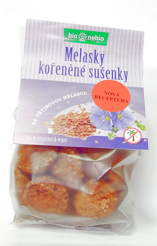 Melasky bio celozrnné sušenky 130g Melasové sušenky jsou velmi chutné sušenky s melasou. Recept vychází z tradičních sušenek, ale ve zdravé podobě bez ztužených tuků a...