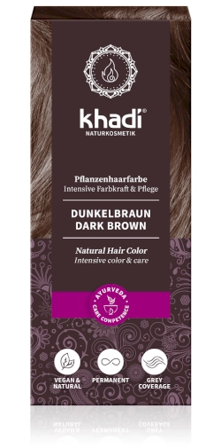 Rostlinná barva na vlasy Khadi TMAVO BROWN 100g