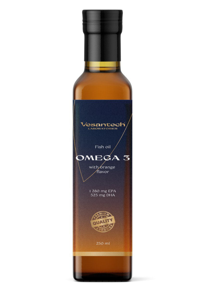 Omega 3 Rybí olej 250 ml Rybí olej Omega 3 je výživový doplněk s vysokou koncentrací esenciálních mastných kyselin EPA (1 280 mg) a DHA (525 mg) v denní dávce...