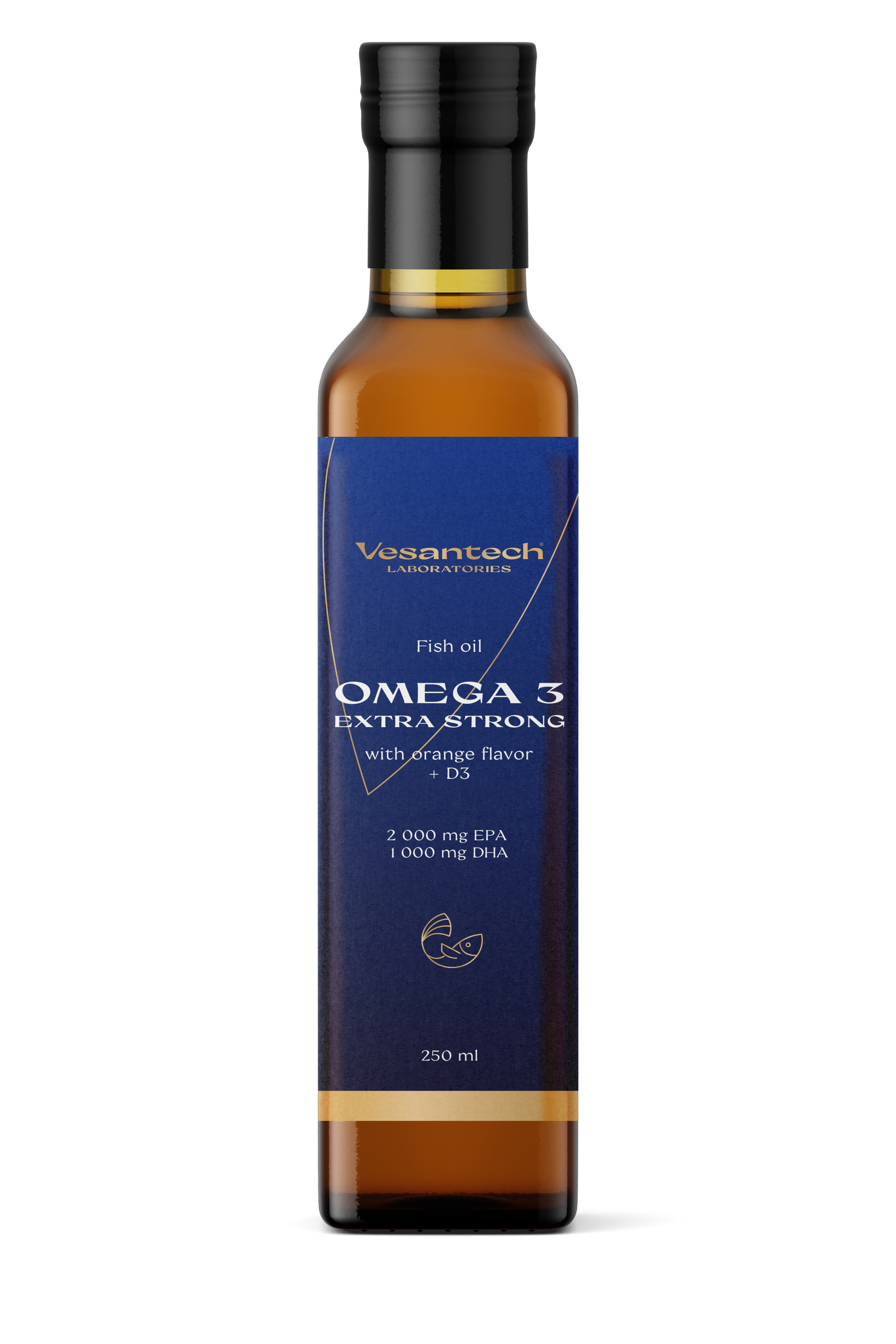 Vesantech Omega 3 EXTRA STRONG Rybí olej 250 ml Omega 3 Extra Strong – extra silná dávka EPA a DHA + vitamín D3 pro vaše zdraví od renomovaného norského výrobce VivoMega nejvyšší řa...