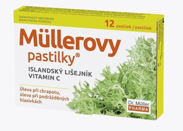 Müllerovy pastilky® s islandským lišejníkem a vitamínem C usnadňují odkašlávání, zabraňují vykašlávání vysychání sliznice...
