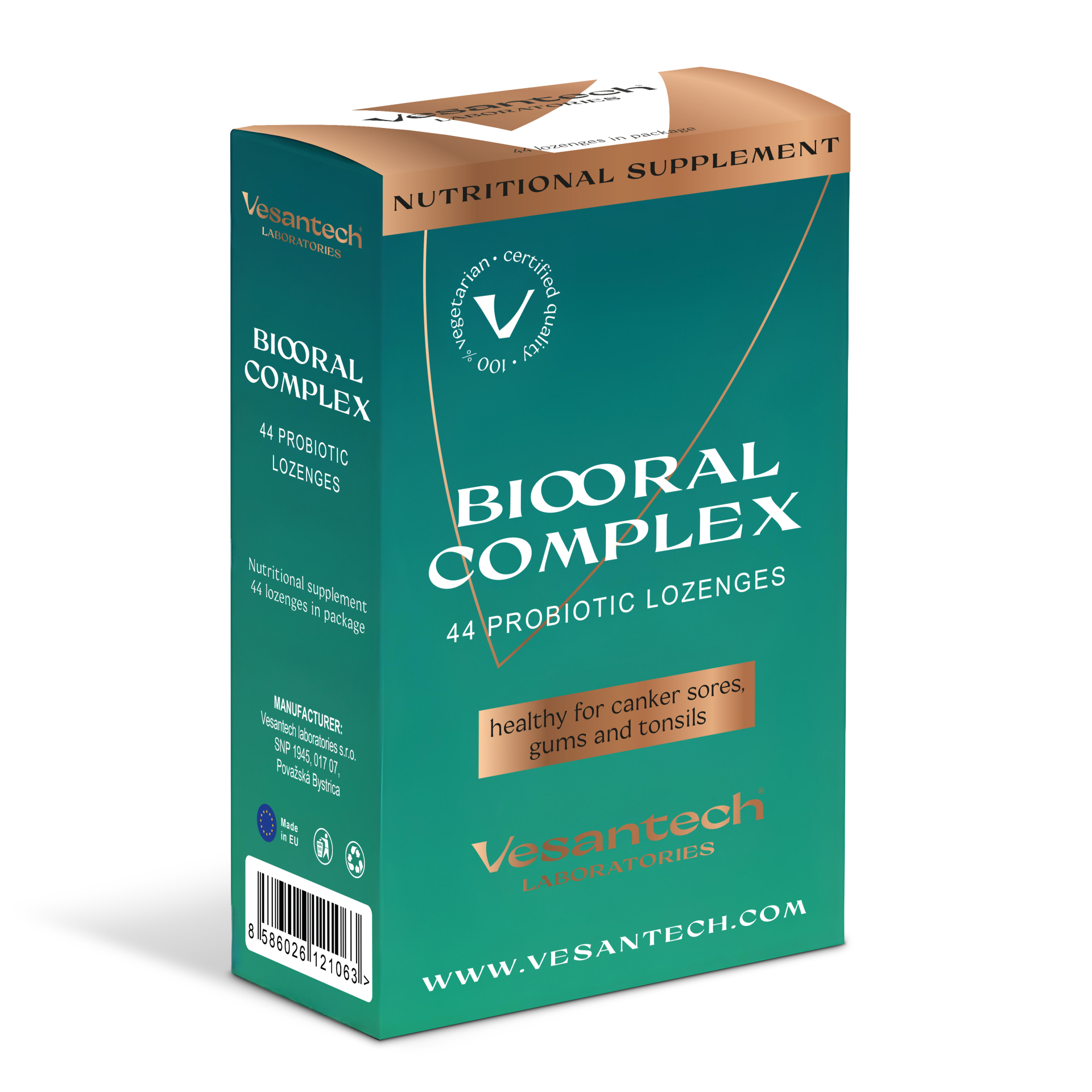 Vesantech Oral Complex – Probiotický komplex pro zdraví ústní dutiny, dásní, mandlí a prevenci aft.Inovativní komplex probiotik a...
