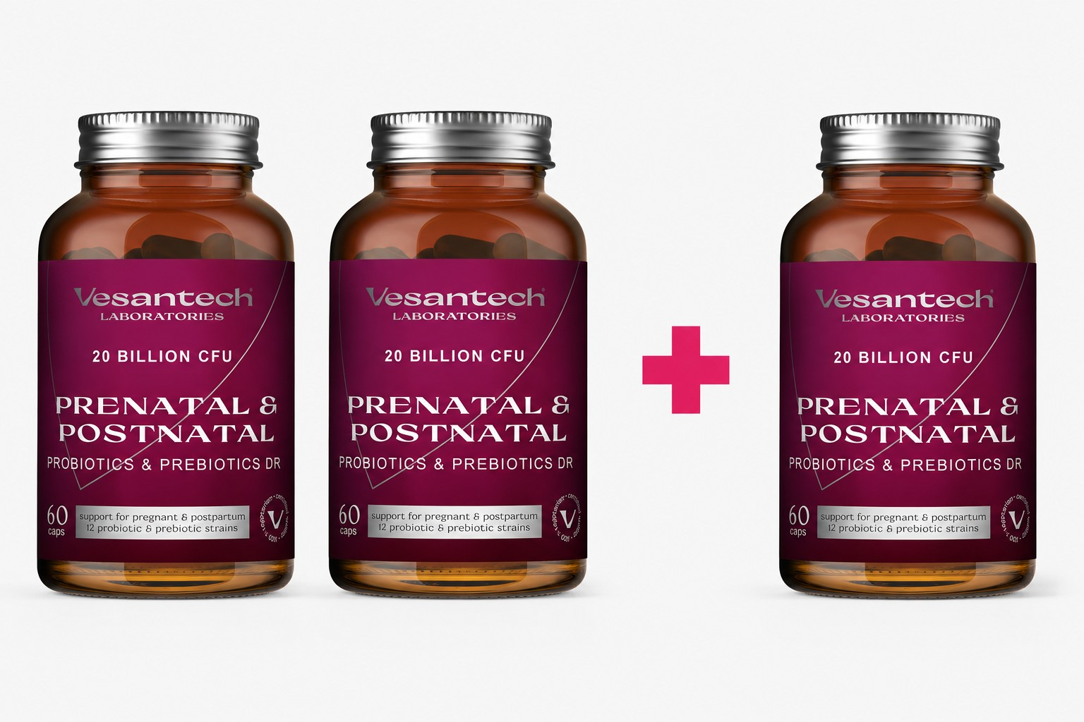 Vesantech Prenatal & Postnatal Probiotics DR je prémiový probiotický komplex vyvinutý speciálně pro potřeby žen během těhotenství, po...